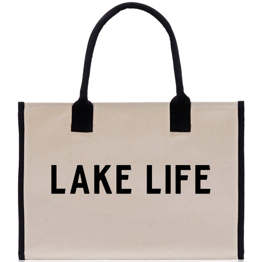Lake Life Tote Bag - Large Chic Tote Bag - Gift for Her - Girls Weekend Tote - Weekender Bag - Weekend Tote - Boat Bag - Lake Life Gift
