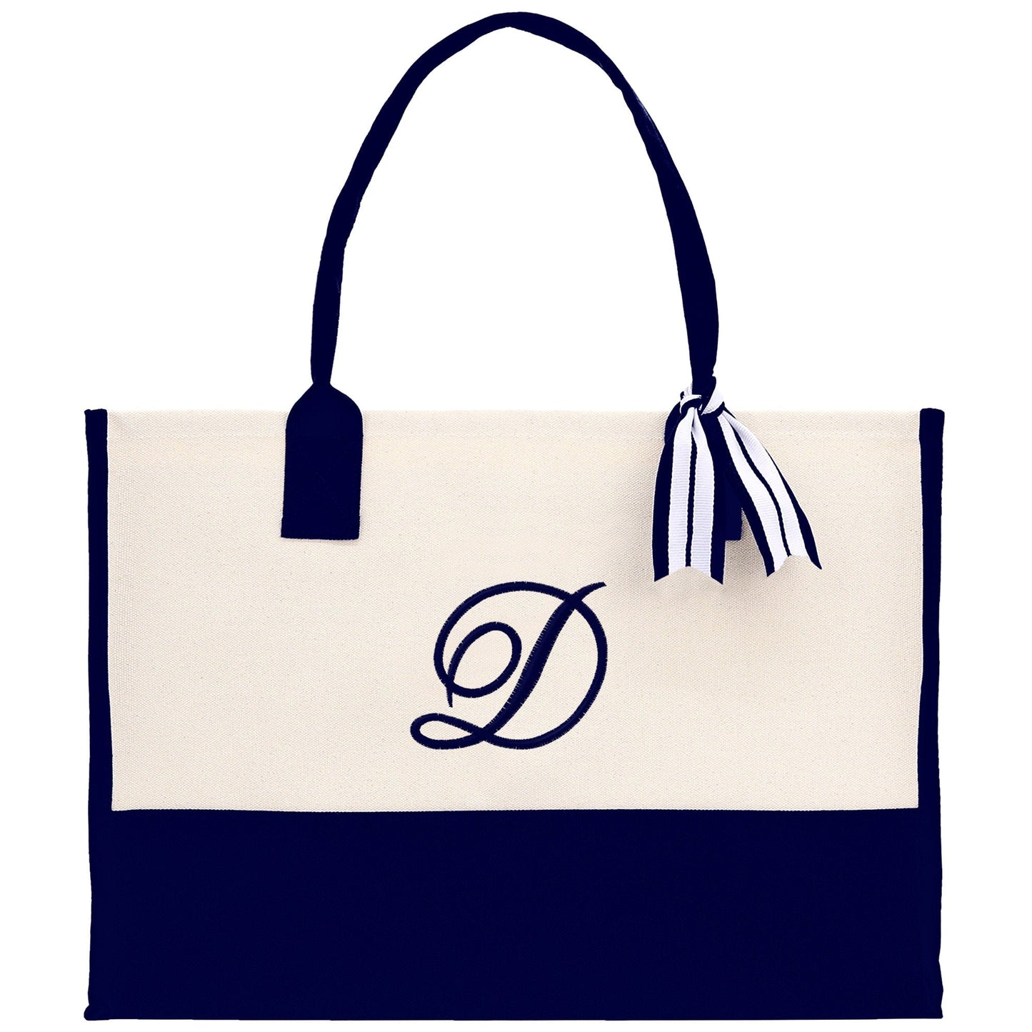Monogram and Personalized Name Cotton Canvas Tote Bag Initial Tote Bag Letter Tote Bag Birthday Gift Bag Beach Bag Custom Monogrammed Bag