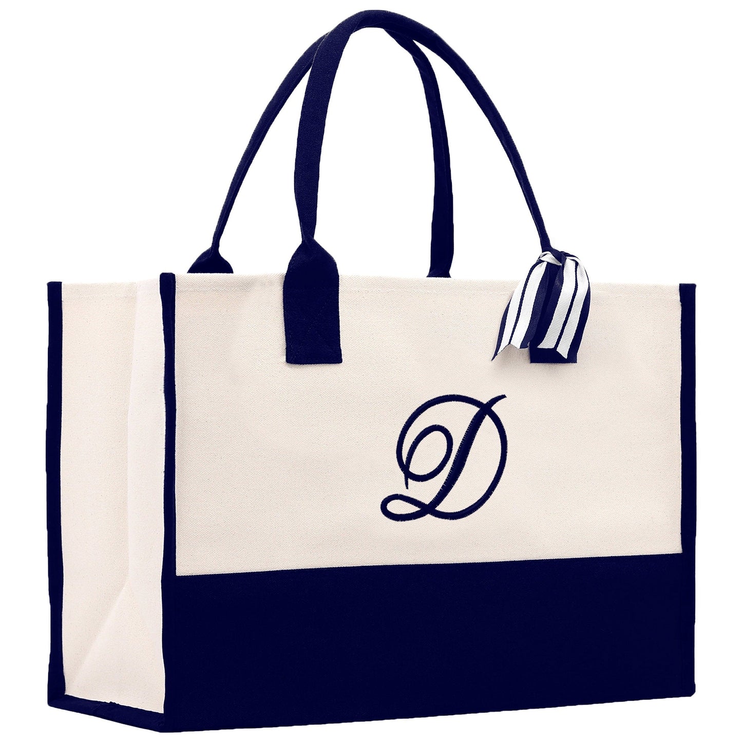 Monogram and Personalized Name Cotton Canvas Tote Bag Initial Tote Bag Letter Tote Bag Birthday Gift Bag Beach Bag Custom Monogrammed Bag